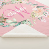 Moderne zomerrozen roze initiële script monogram sherpa deken (3/4)