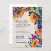 Moderne zomerse bloemige trouw uitnodigingskaart aankondiging