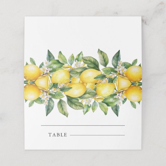 Moderne zomerse citroen citrus bruidsshowers plaatskaartje (Buitenkant ongevouwen)