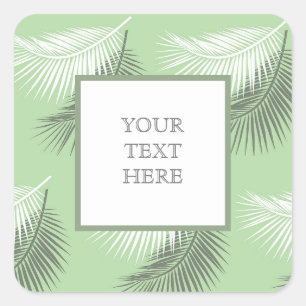 moderne zomerse palmblad achtergrond salie groene  vierkante sticker