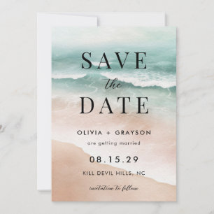 Moderne Zomerstrand Oceaan Trouwdatum Opslaan  Save The Date