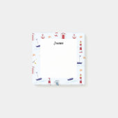 Moderne zomerstrandpatroonboten, monogrammen post-it® notes (Voorkant)