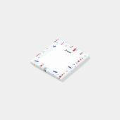 Moderne zomerstrandpatroonboten, monogrammen post-it® notes (Schuin)