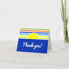 Moderne zomerstrepen zon Baby shower Bedankkaart
