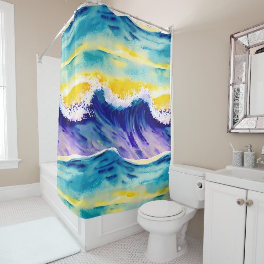 Moderne zomerzonneschijn waterverf schilderij douchegordijn (In situ)