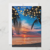 Moderne Zomerzonsondergang Tropische Strand Weddin Kaart (Achterkant)