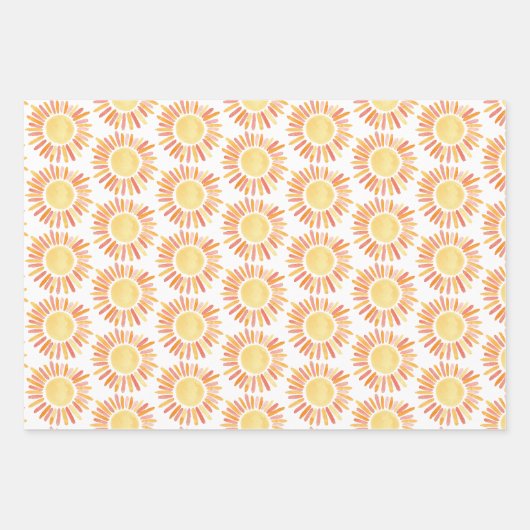 Moderne zon en regenbogen 1e verjaardag inpakpapier vel (Voorkant 2)