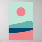 Moderne zon en Zee Landschap Minimalistisch Poster (Voorkant)