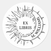 Moderne zon & maan persoonlijke bibliotheek boek p ronde sticker (Voorkant)