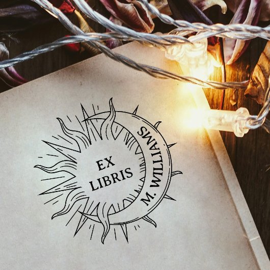 Moderne zon & maan persoonlijke bibliotheek boek p zelfinktende stempel