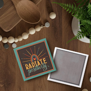 Moderne zon stralen positiviteit Quote Inspirivity Magneet