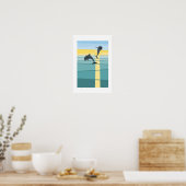 Moderne Zon Zee Dolfijn in Turquoise Geel Kunst Poster (Keuken)