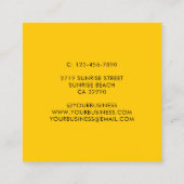 Moderne zon zonzon - geel wit vierkante visitekaartje (Achterkant)