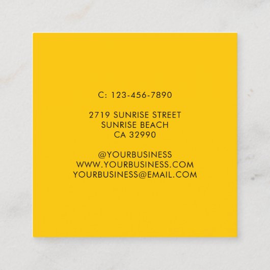 Moderne zon zonzon - geel wit vierkante visitekaartje (Achterkant)