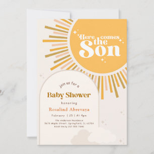 Moderne Zonne Retro Boho Baby Shower Kaart