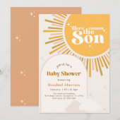 Moderne Zonne Retro Boho Baby Shower Kaart (Voorkant / Achterkant)