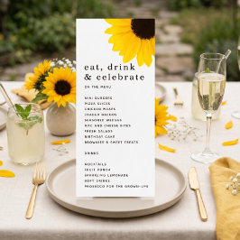 Moderne Zonnebloem 18e Verjaardag Menu kaart