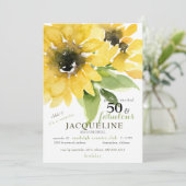 Moderne Zonnebloem 50 & Fabulous Verjaardagsfeest Kaart (Staand voorkant)