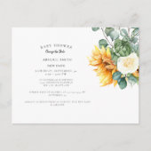 Moderne zonnebloem Baby shower Verander de datum v Aankondigingskaart (Voorkant)