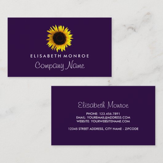 Moderne zonnebloem, bloembakkerij visitekaartje (Voorkant / Achterkant)