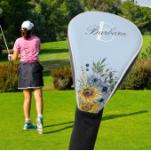 Moderne Zonnebloem Bloemen Aangepaste Monogram Naa Golfheadcover