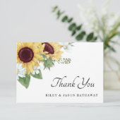 Moderne Zonnebloem Bloemen Bedankkaart (Staand voorkant)