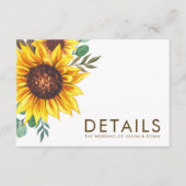 Moderne Zonnebloem Bloemen Botanische Bruiloft Informatiekaartje (Voorkant)
