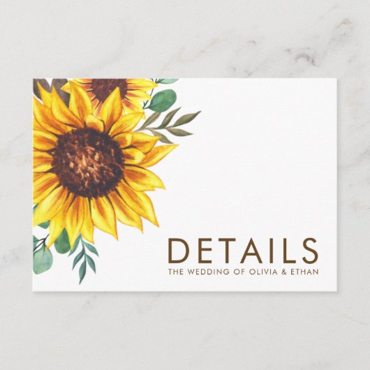 Moderne Zonnebloem Bloemen Botanische Bruiloft Informatiekaartje (Voorkant)