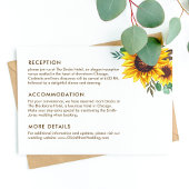 Moderne Zonnebloem Bloemen Botanische Bruiloft Informatiekaartje