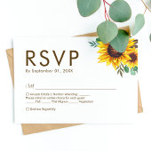 Moderne Zonnebloem Bloemen Botanische Bruiloft RSVP Kaartje