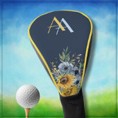 Moderne Zonnebloem Bloemen Custom Monogram Golfheadcover