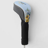 Moderne Zonnebloem Bloemen Custom Monogram Golfheadcover (Schuin)