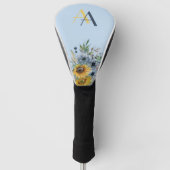 Moderne Zonnebloem Bloemen Custom Monogram Golfheadcover (Voorkant)