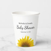 Moderne Zonnebloem Bloemen Eenvoudig Baby shower Papieren Bekers (Achterkant)