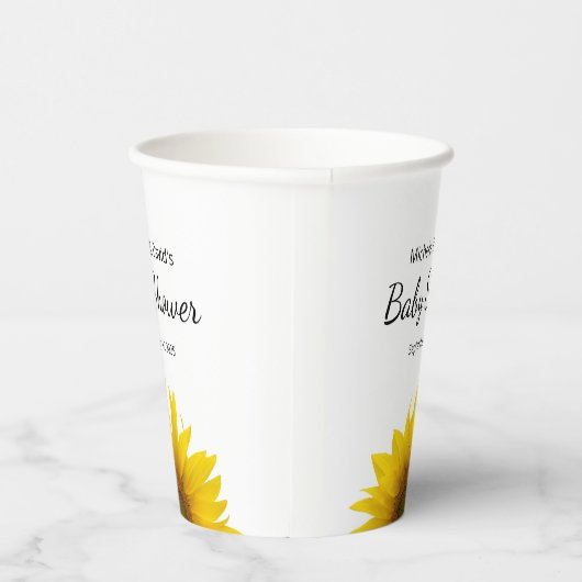 Moderne Zonnebloem Bloemen Eenvoudig Baby shower Papieren Bekers (Rechts)