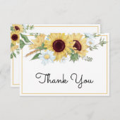 Moderne Zonnebloem Bloemen Huwelijk Dank u kaart (Voorkant / Achterkant)