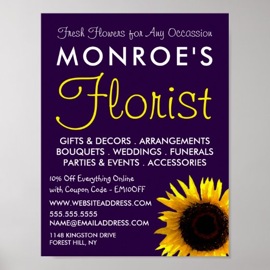 Moderne Zonnebloem, Bloemenbouw Adverteren Poster (Voorkant)