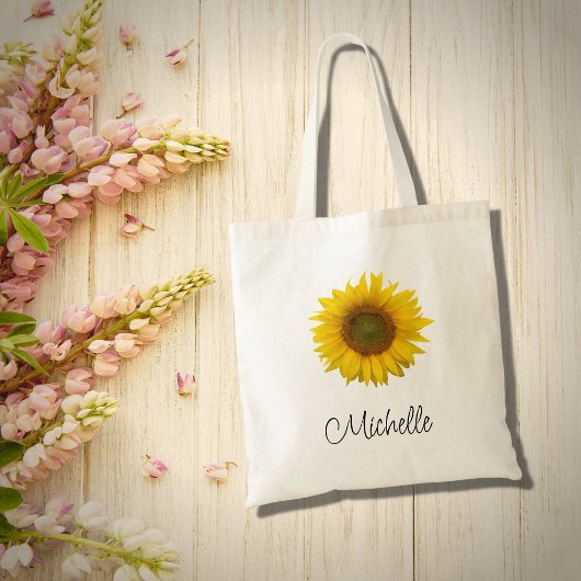 Moderne Zonnebloem Bloemrijke Rustieke Tote Bag