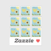 Moderne zonnebloem botanisch bloempatroon sticker (Vel)