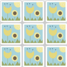 Moderne zonnebloem botanisch bloempatroon sticker