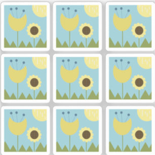 Moderne zonnebloem botanisch bloempatroon sticker