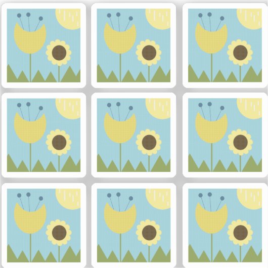 Moderne zonnebloem botanisch bloempatroon sticker (Voorkant)
