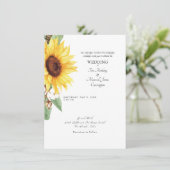 Moderne zonnebloem bruid ouders eenvoudige trouw kaart (Staand voorkant)