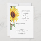 Moderne zonnebloem bruid ouders eenvoudige trouw kaart (Voorkant)