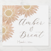 Moderne Zonnebloem Bruiloft Aangepaste Mousserende Sparkling Wijnetiket (Enkel label)