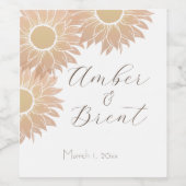 Moderne Zonnebloem Bruiloft Aangepaste Wijn Label Etiket (Enkel label)