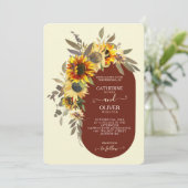 Moderne Zonnebloem Bruin Gele Ram Vall Weddenschap Kaart (Staand voorkant)