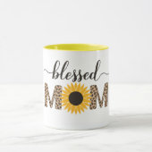 Moderne zonnebloem & Cheetah Blessed makoffee Mok (Midden)