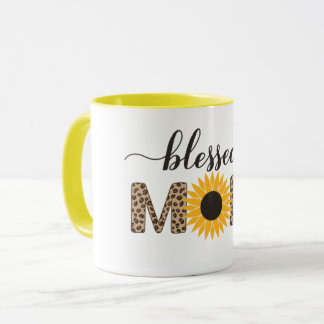 Moderne zonnebloem & Cheetah Blessed makoffee Mok