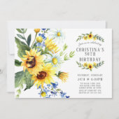 Moderne Zonnebloem Daisy verjaardagsfeestje Kaart (Voorkant)